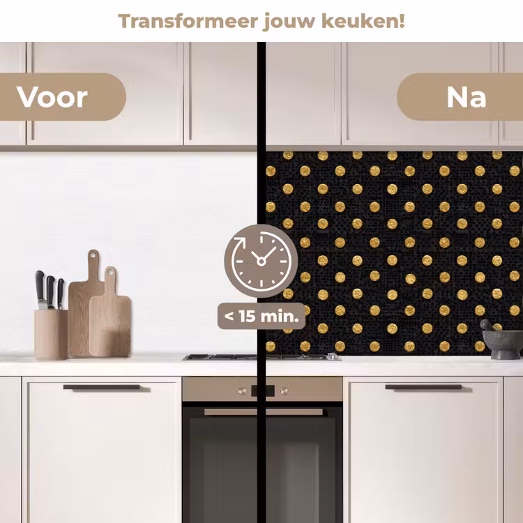 Keuken achterwand - Polka Dot - Stippen - Goud - Zwart — 3