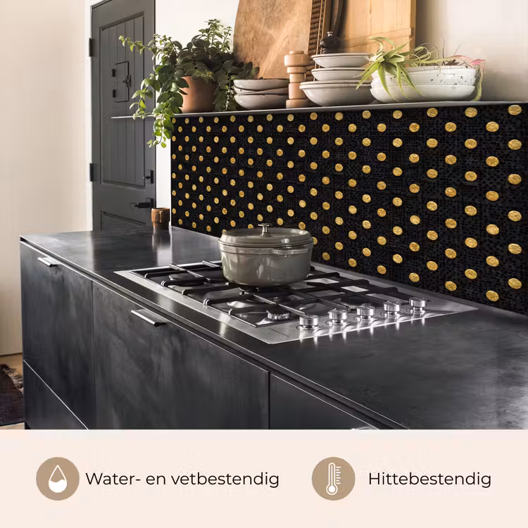 Keuken achterwand - Polka Dot - Stippen - Goud - Zwart — 5