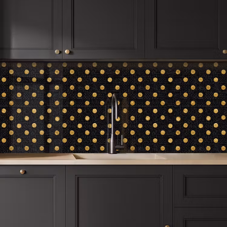 Keuken achterwand - Polka Dot - Stippen - Goud - Zwart — 6
