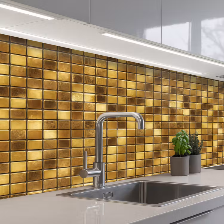 Keuken achterwand - Tegels - Mozaïek - Luxe - Warm Goud — 2