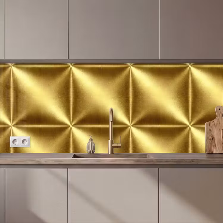 Keuken achterwand - Textuur - Geborsteld Goud - Industrieel - Metallic — 1