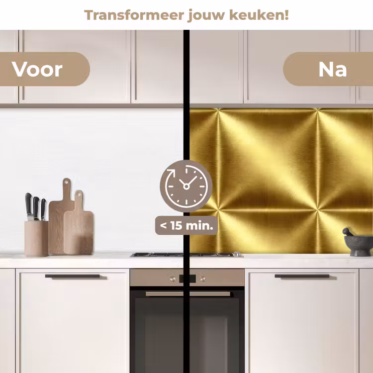 Keuken achterwand - Textuur - Geborsteld Goud - Industrieel - Metallic — 3