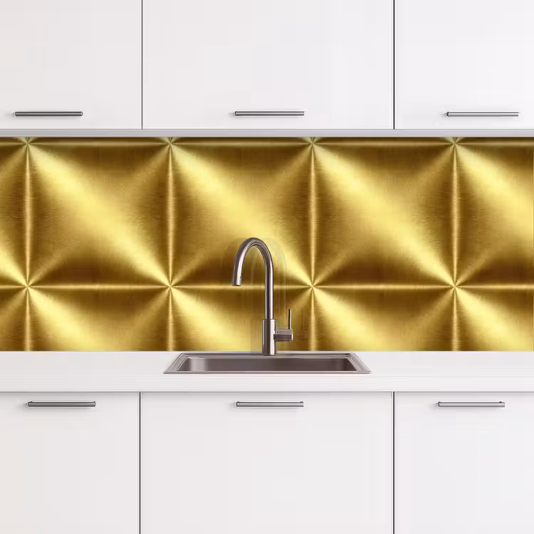 Keuken achterwand - Textuur - Geborsteld Goud - Industrieel - Metallic — 4