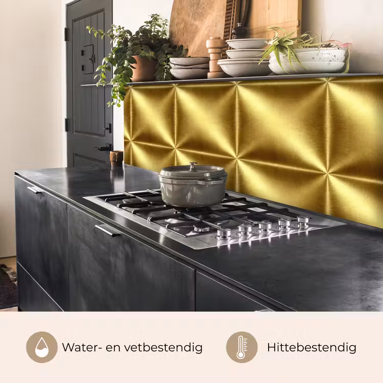 Keuken achterwand - Textuur - Geborsteld Goud - Industrieel - Metallic — 5