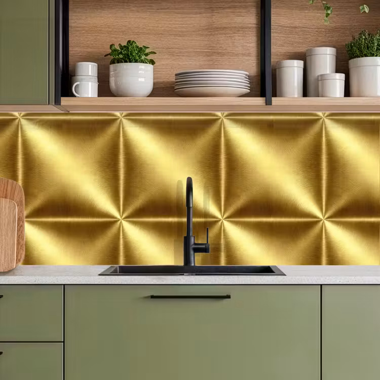 Keuken achterwand - Textuur - Geborsteld Goud - Industrieel - Metallic — 8
