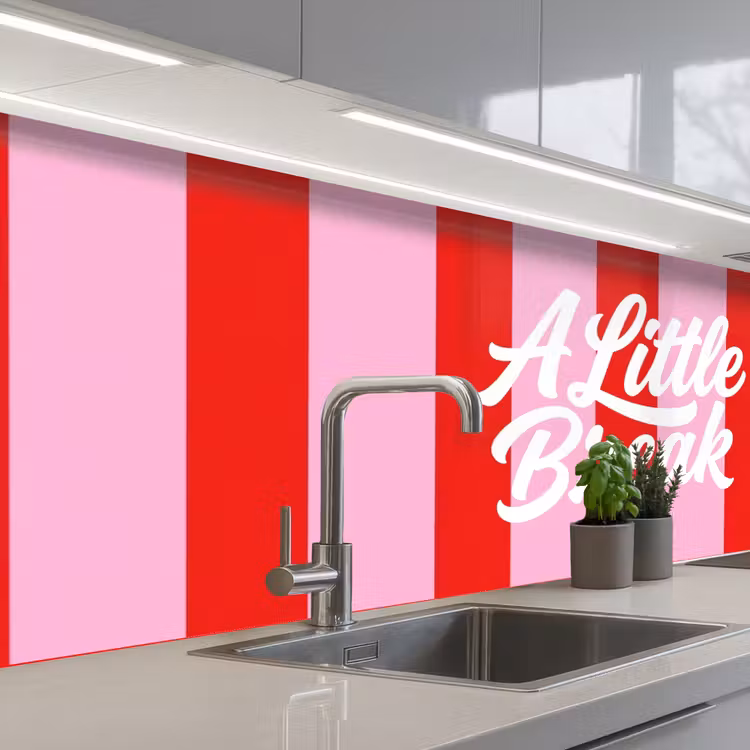 Keuken achterwand - A Little Break - Strepen - Rood - Roze — 2