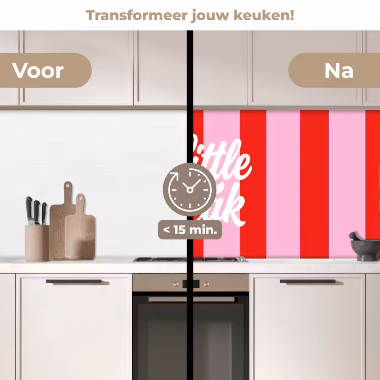 Keuken achterwand - A Little Break - Strepen - Rood - Roze — 3