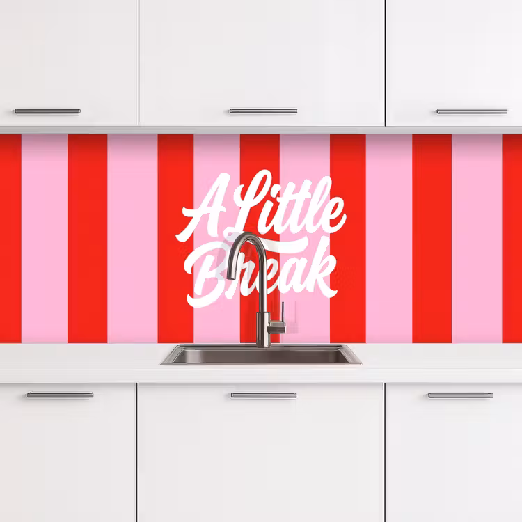 Keuken achterwand - A Little Break - Strepen - Rood - Roze — 4