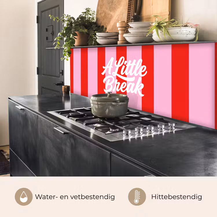 Keuken achterwand - A Little Break - Strepen - Rood - Roze — 5