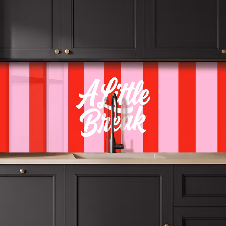 Keuken achterwand - A Little Break - Strepen - Rood - Roze — 6