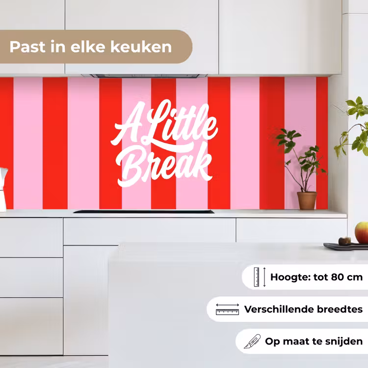 Keuken achterwand - A Little Break - Strepen - Rood - Roze — 7