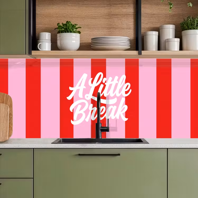 Keuken achterwand - A Little Break - Strepen - Rood - Roze — 8