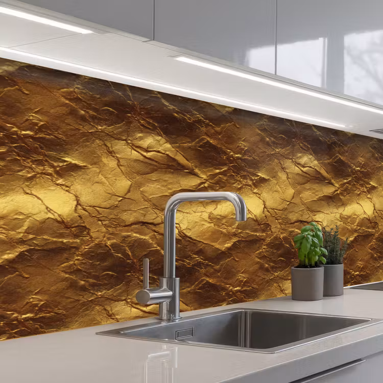 Keuken achterwand - Bladgoud - Textuur - Goud — 2