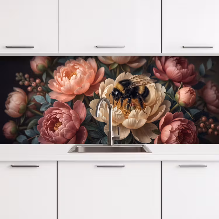 Keuken achterwand - Bloemen - Insect - Natuur - Roze — 4