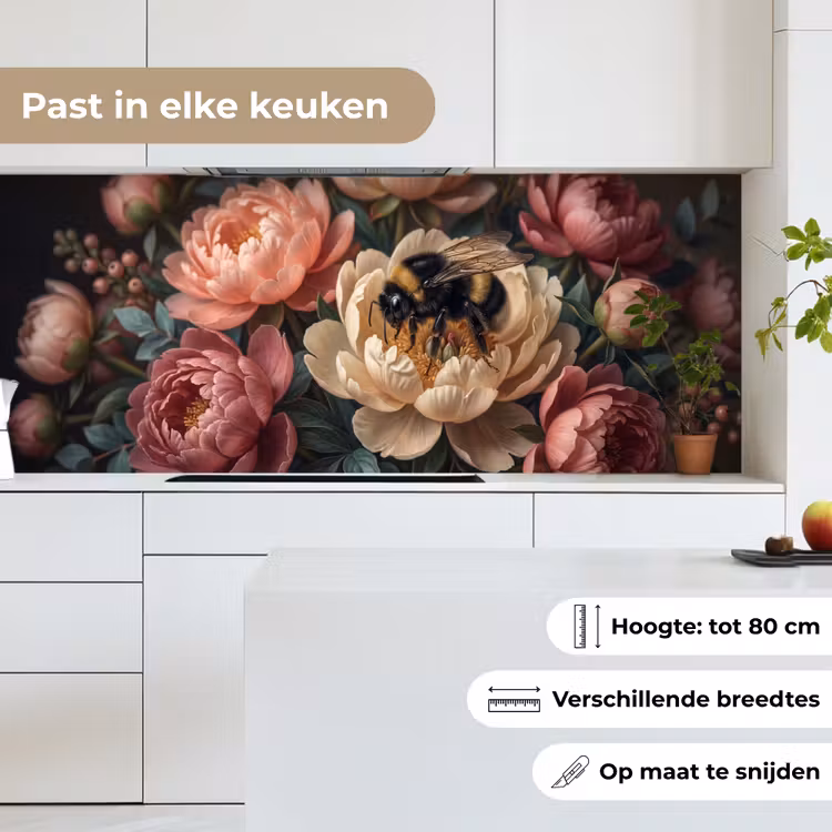 Keuken achterwand - Bloemen - Insect - Natuur - Roze — 7