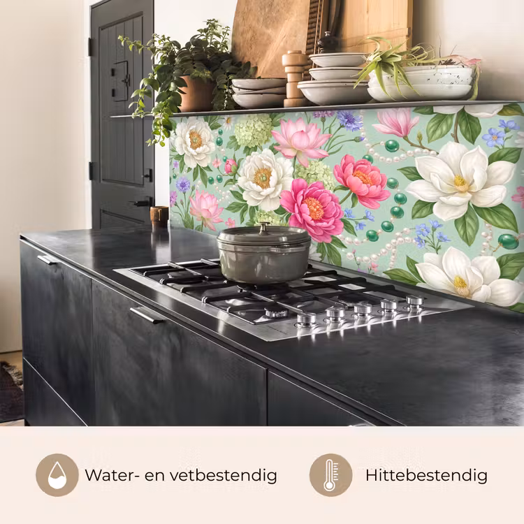 Keuken achterwand - Bloemen - Patroon - Botanisch - Groen — 5
