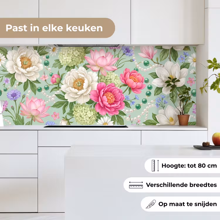 Keuken achterwand - Bloemen - Patroon - Botanisch - Groen — 7