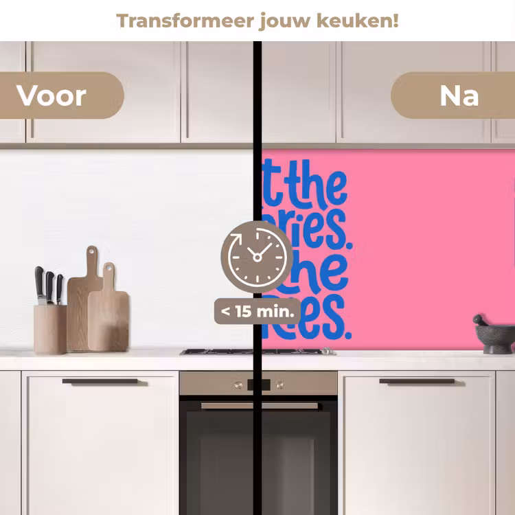 Keuken achterwand - Memories - Roze - Blauw - Quote — 3