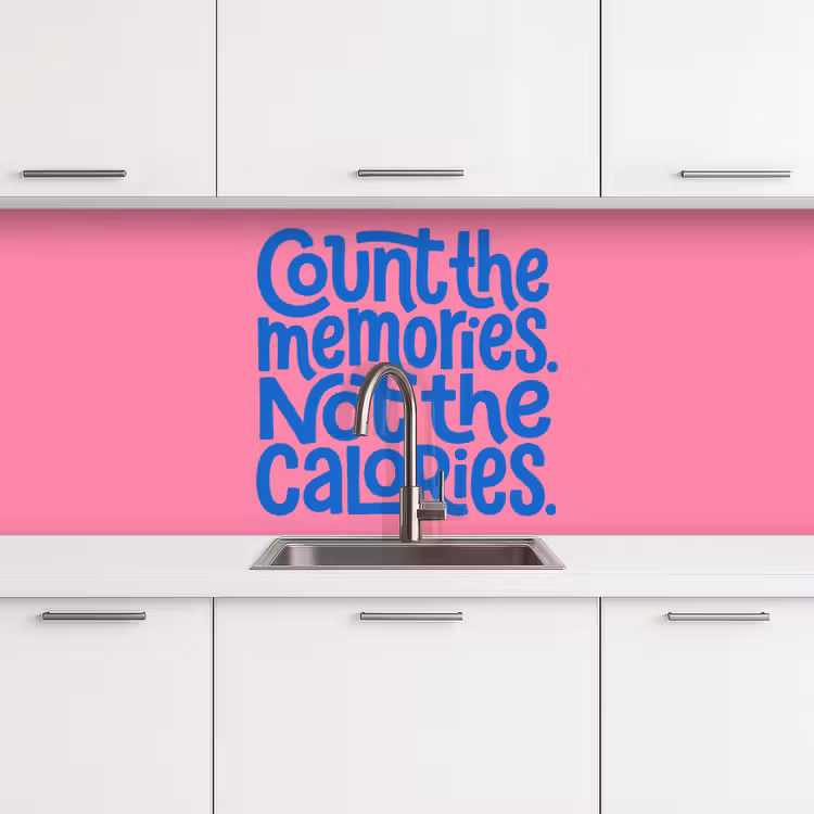 Keuken achterwand - Memories - Roze - Blauw - Quote — 4