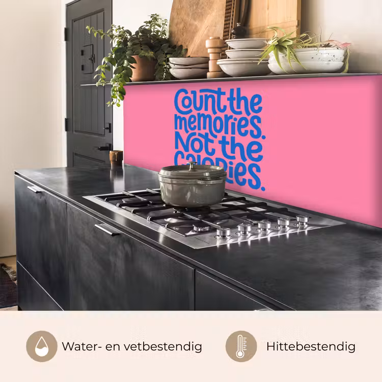 Keuken achterwand - Memories - Roze - Blauw - Quote — 5