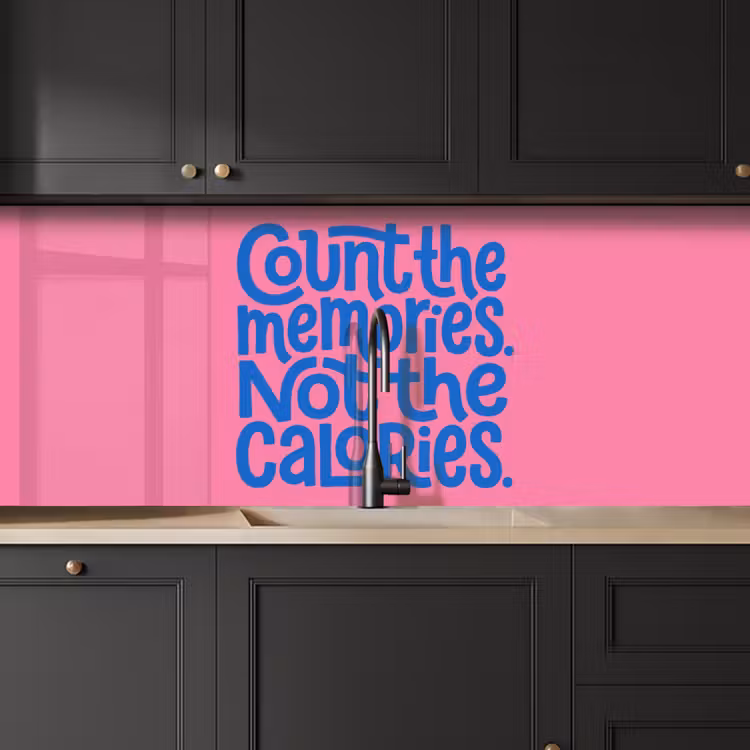 Keuken achterwand - Memories - Roze - Blauw - Quote — 6