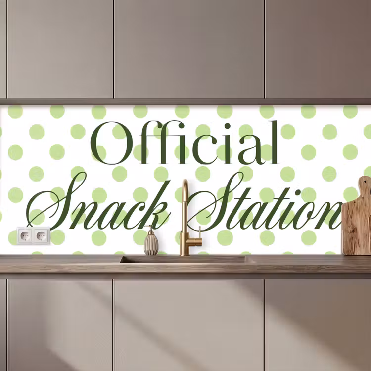 Keuken achterwand - Snack Station - Groen - Stippen — 1