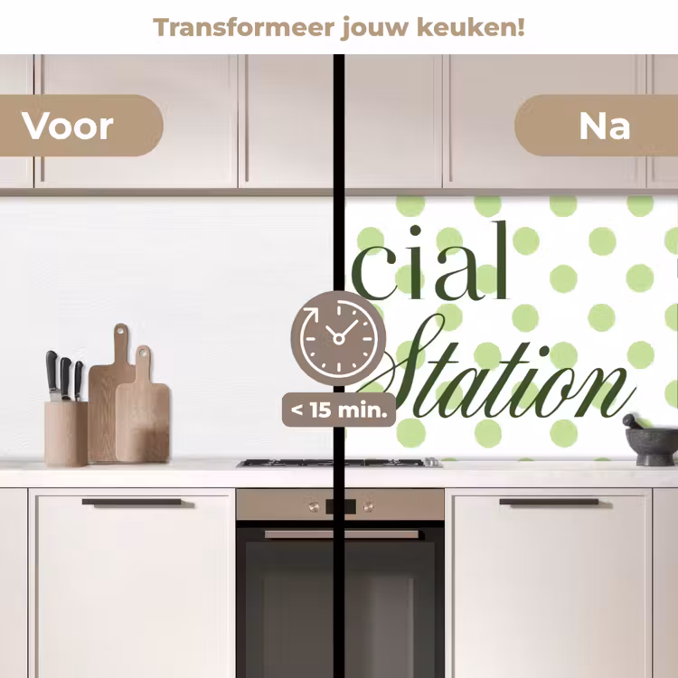 Keuken achterwand - Snack Station - Groen - Stippen — 3