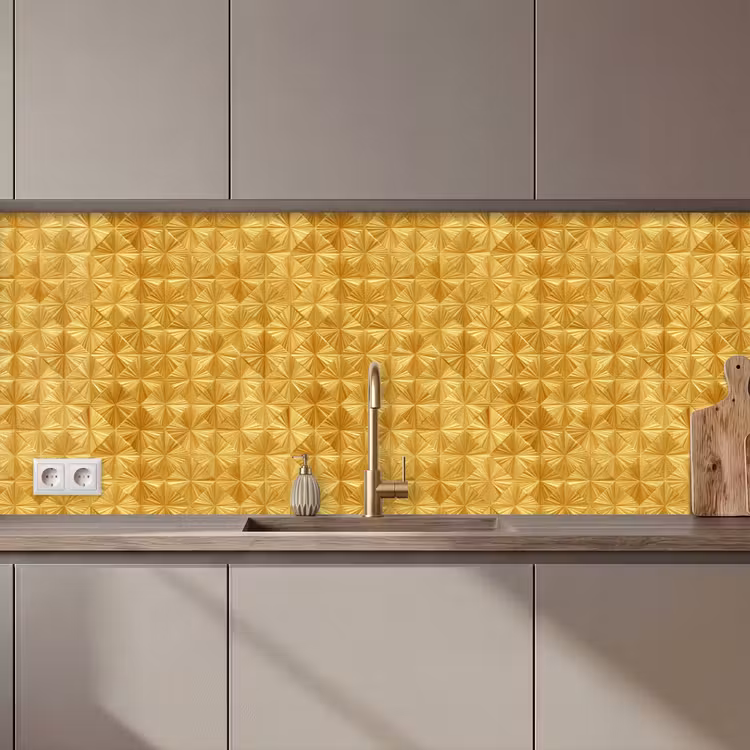 Keuken achterwand - Tegels - Geometrisch - Reliëf - Goud — 1