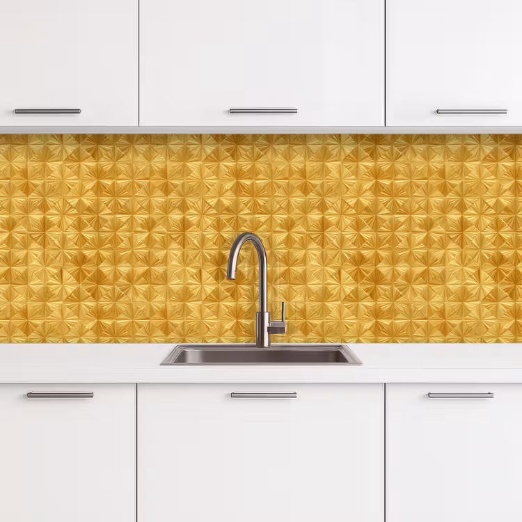 Keuken achterwand - Tegels - Geometrisch - Reliëf - Goud — 4