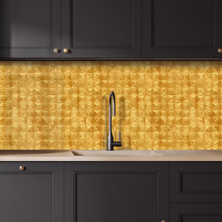 Keuken achterwand - Tegels - Geometrisch - Reliëf - Goud — 6