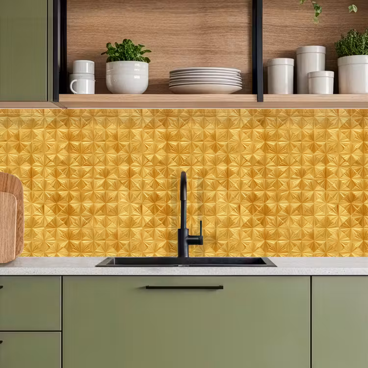 Keuken achterwand - Tegels - Geometrisch - Reliëf - Goud — 8