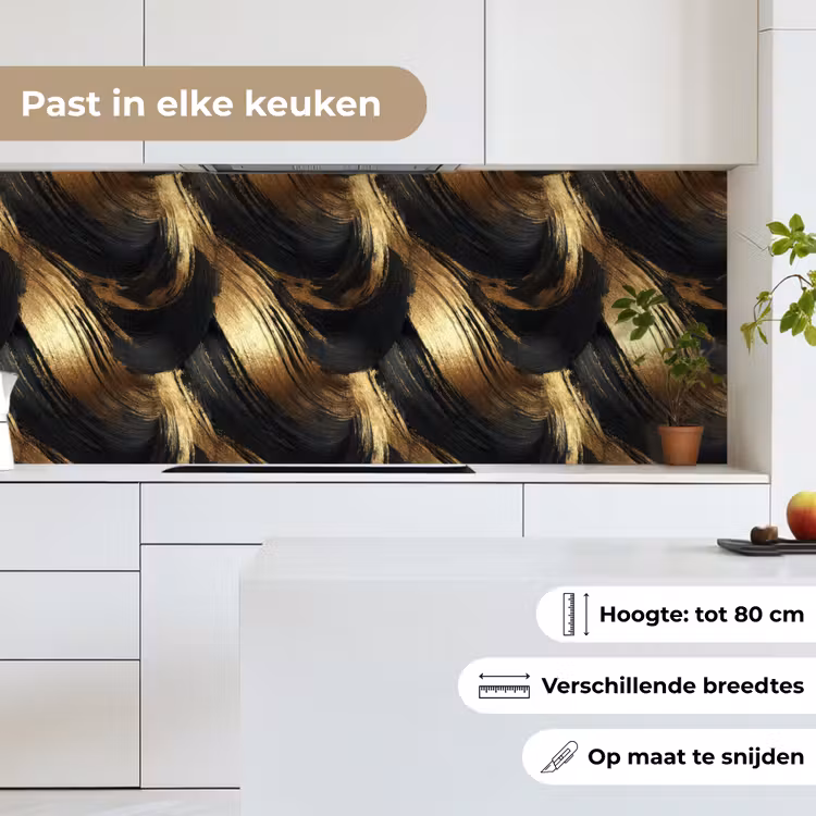 Keuken achterwand - Verfstreken - Abstract - Goud - Zwart — 7