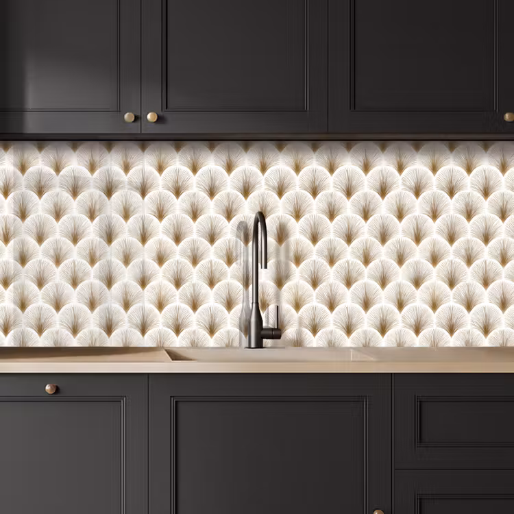Keuken achterwand - Waaiers - Art Deco - Elegant - Goud - Wit — 6