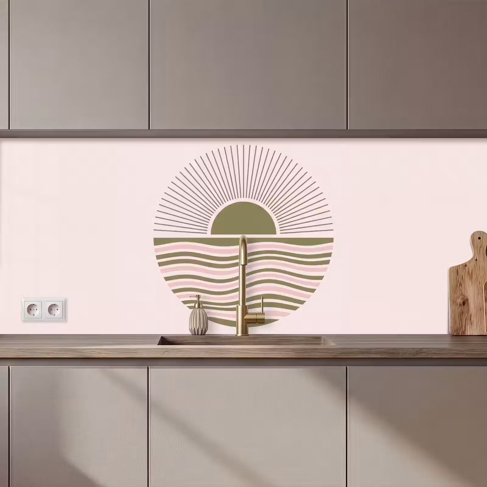 Keuken achterwand - Zon - Zee - Abstract - Modern - Roze — 1