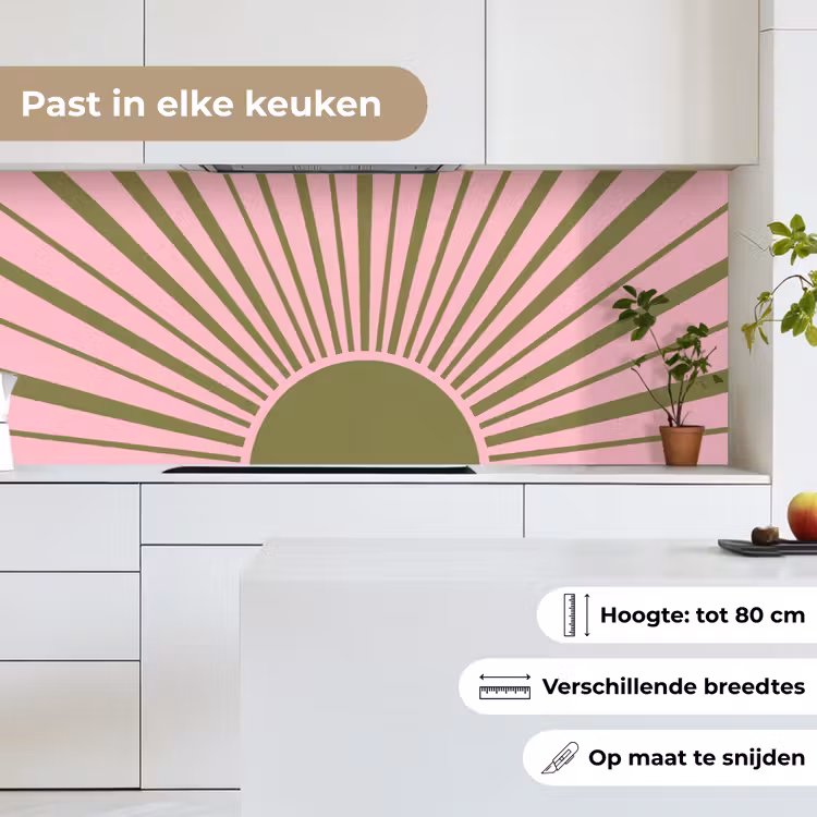Keuken achterwand - Abstract - Stralen - Grafisch - Roze - Groen — 7