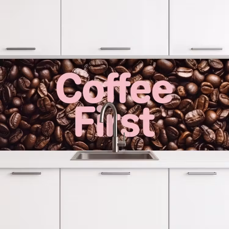 Keuken achterwand - Coffee First - Koffiebonen - Roze — 4