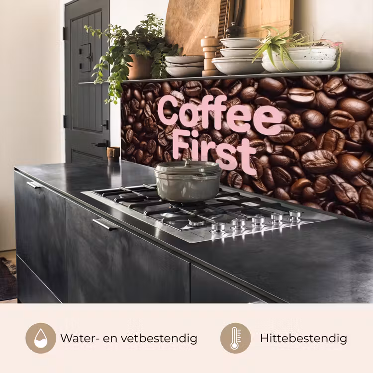 Keuken achterwand - Coffee First - Koffiebonen - Roze — 5