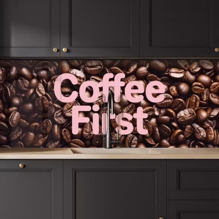 Keuken achterwand - Coffee First - Koffiebonen - Roze — 6