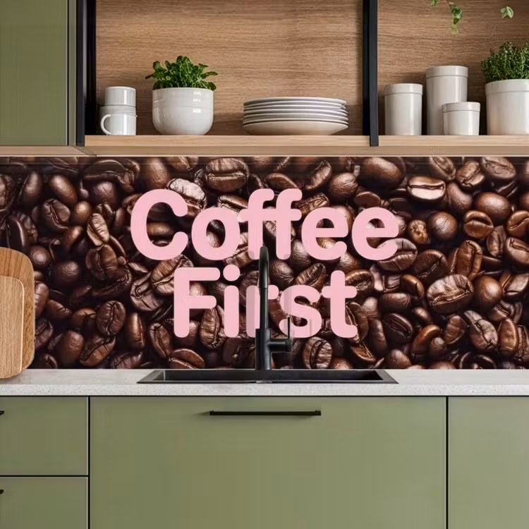 Keuken achterwand - Coffee First - Koffiebonen - Roze — 8
