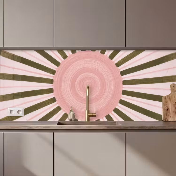 Keuken achterwand - Patroon - Cirkel - Stralen - Abstract - Roze — 1
