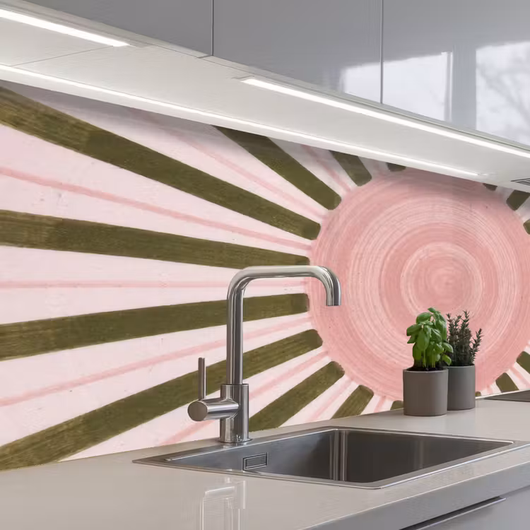 Keuken achterwand - Patroon - Cirkel - Stralen - Abstract - Roze — 2