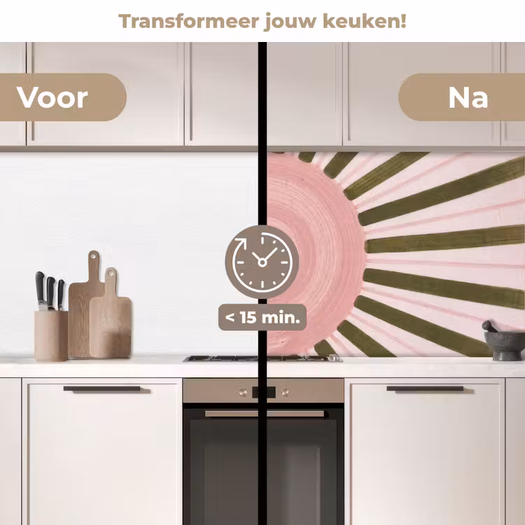 Keuken achterwand - Patroon - Cirkel - Stralen - Abstract - Roze — 3