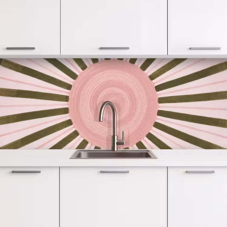 Keuken achterwand - Patroon - Cirkel - Stralen - Abstract - Roze — 4