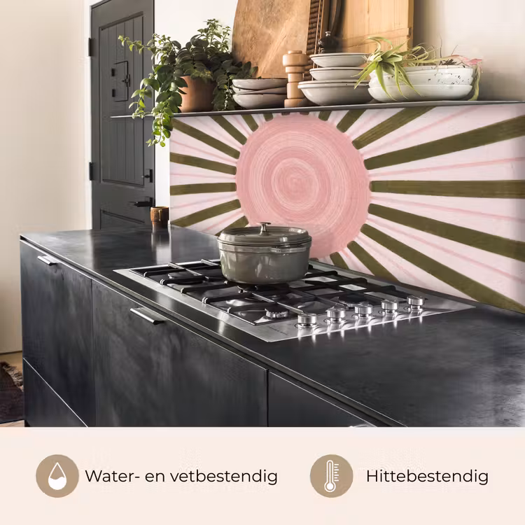 Keuken achterwand - Patroon - Cirkel - Stralen - Abstract - Roze — 5
