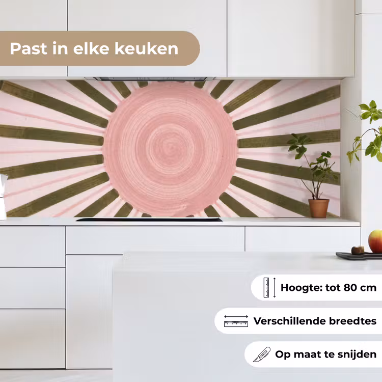 Keuken achterwand - Patroon - Cirkel - Stralen - Abstract - Roze — 7
