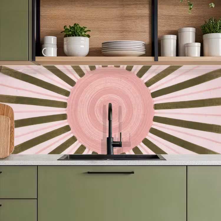 Keuken achterwand - Patroon - Cirkel - Stralen - Abstract - Roze — 8