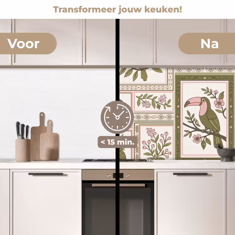Keuken achterwand - Vogel - Tropisch - Patroon - Decoratief - Groen — 3
