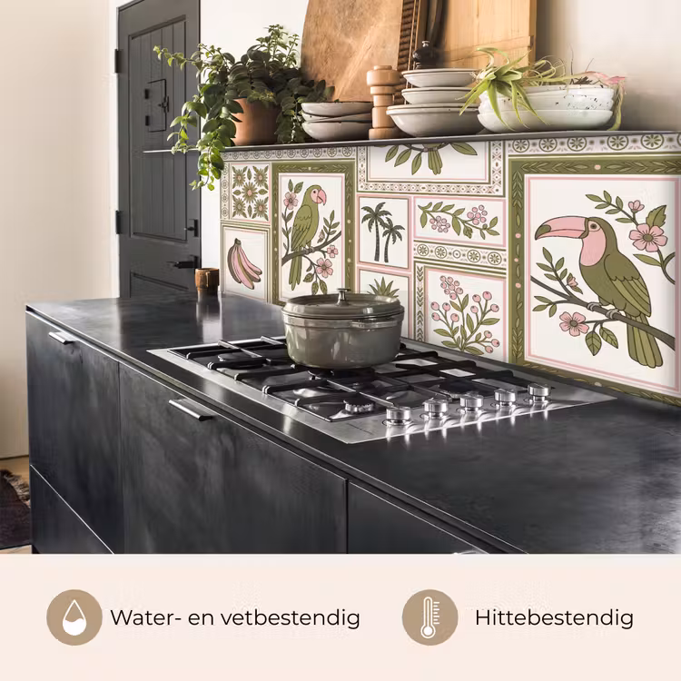 Keuken achterwand - Vogel - Tropisch - Patroon - Decoratief - Groen — 5