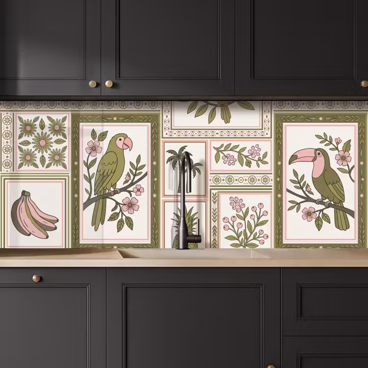 Keuken achterwand - Vogel - Tropisch - Patroon - Decoratief - Groen — 6