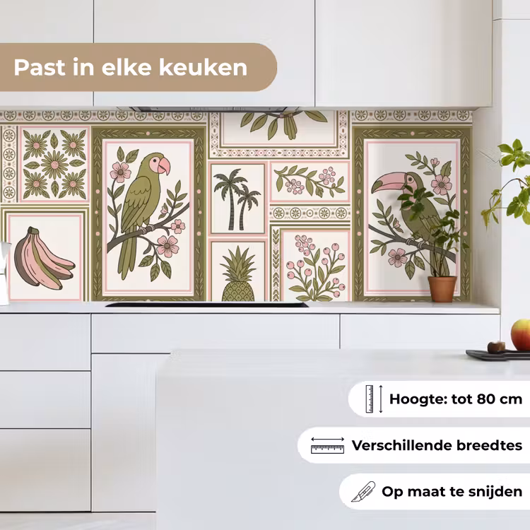 Keuken achterwand - Vogel - Tropisch - Patroon - Decoratief - Groen — 7